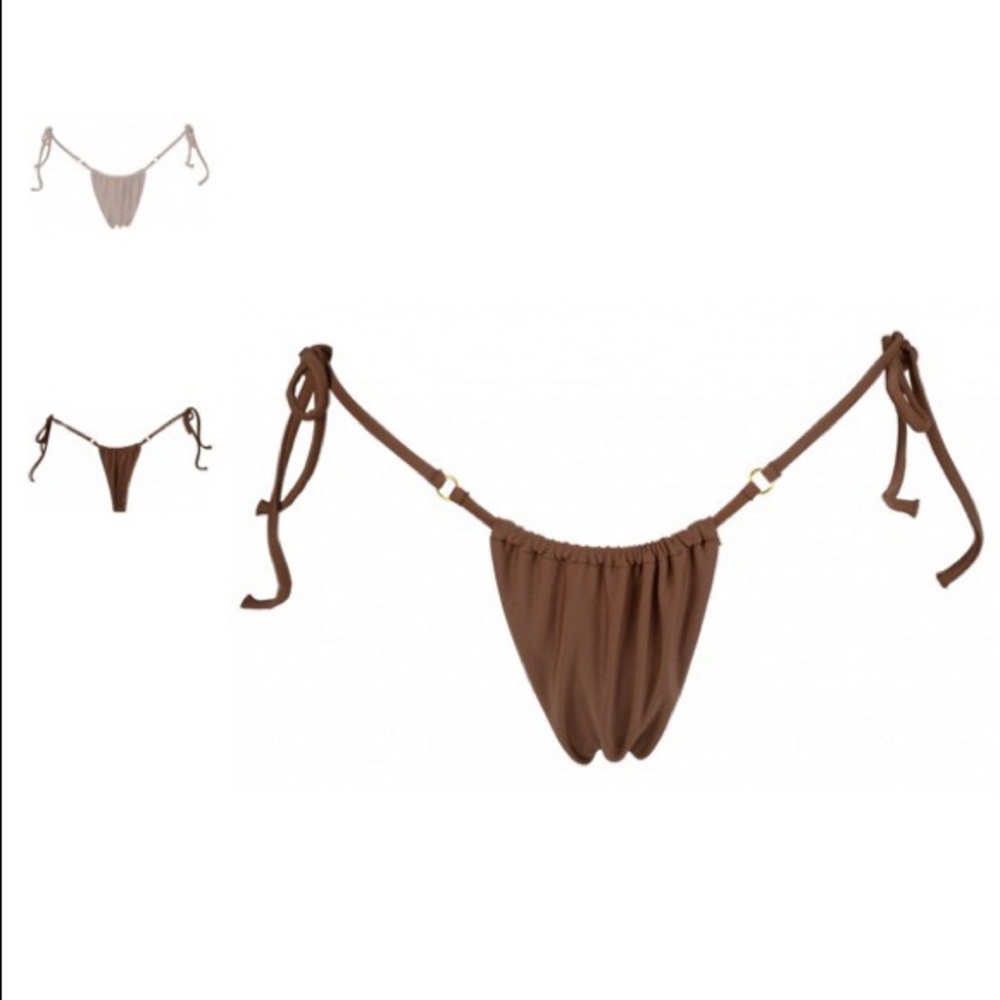 Khassani Swim Brown Lilly Tie Side Bikini Bottoms